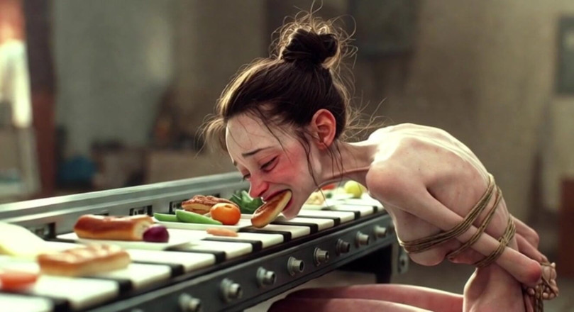 YOUR BEST FANTASY: Extremely Skinny Girl Bound - Stuffed with Food Until Full