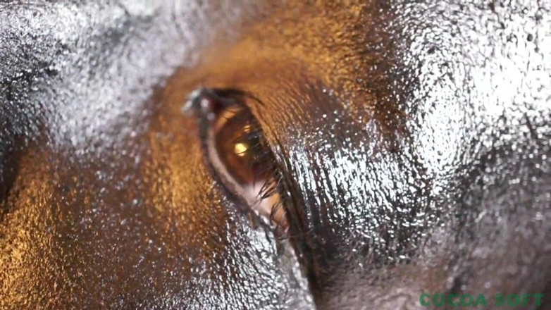 Cocoa Soft: Detailní záběry sexy Asiatky malované v černém těle