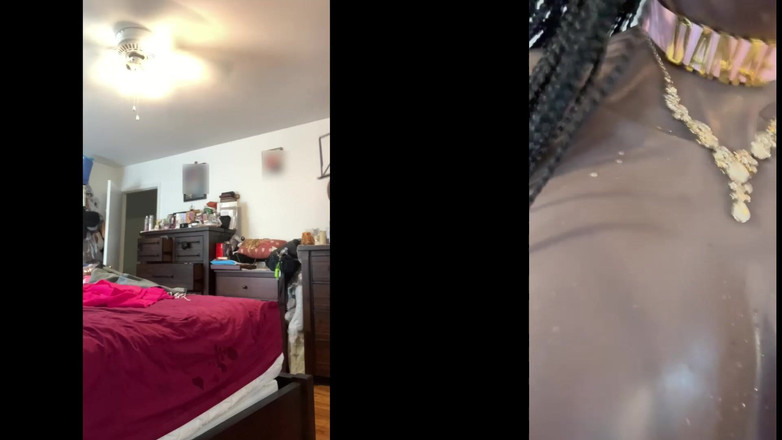 Deanna Doll: Nena negra Danae en mini vestido rosa brillante frotando su...