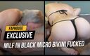 Sex with milf Stella: Big tit MILF in black micro bikini fucked hard