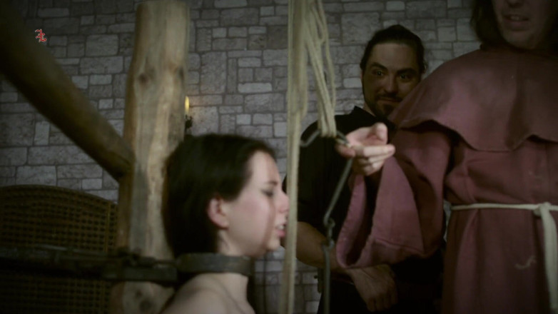 Inquisition and prison world: Tormented Whore - Judith Is Fixed on the Interrogation Chair with...