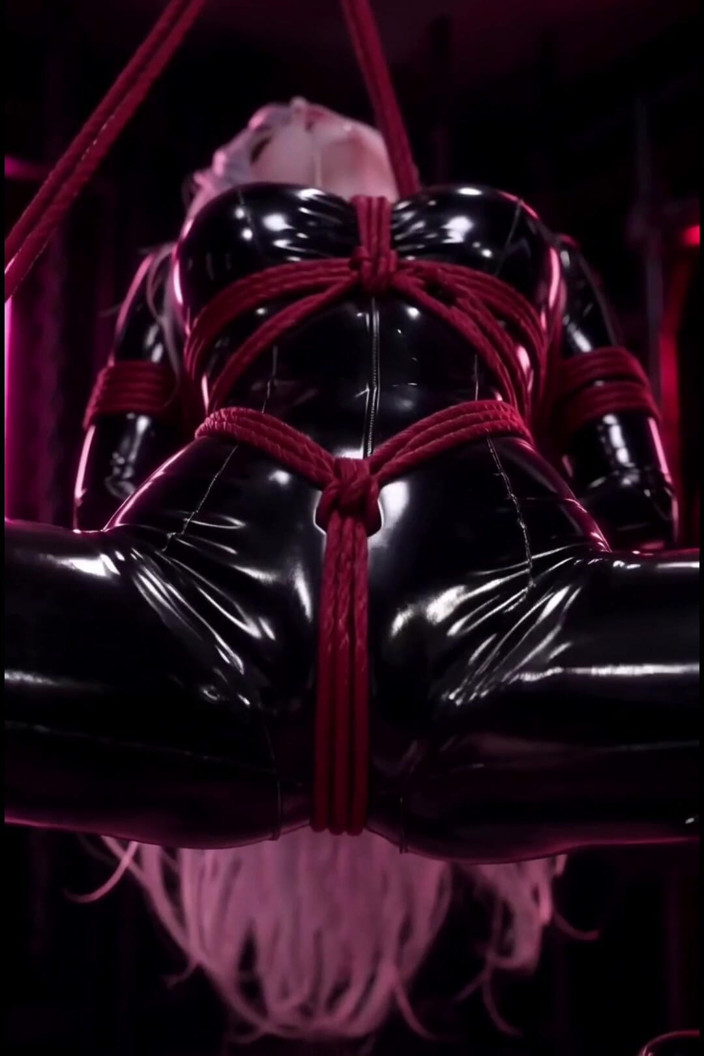Wertstofsamler: Anime Bondage, White Hair, Black Latex Red Ropes