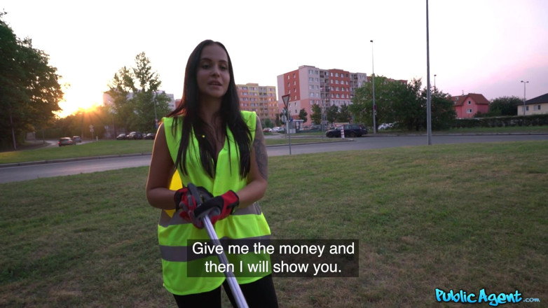 Public Agent: Public Agent - Petite Cutie Picking up Trash, but It Turned...