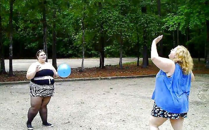 BBW nurse Vicki adventures with friends: Angie Kimber and I play with balloons out side