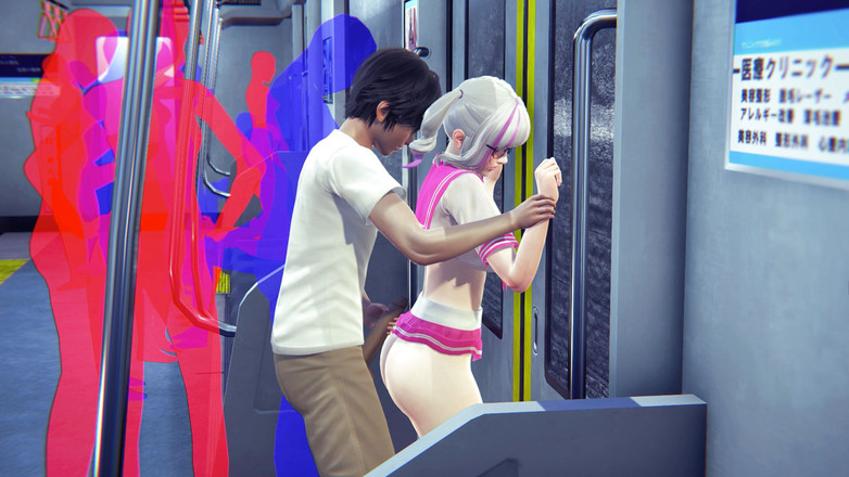 Waifu club 3D: Studente in haar kont geneukt in de metroauto