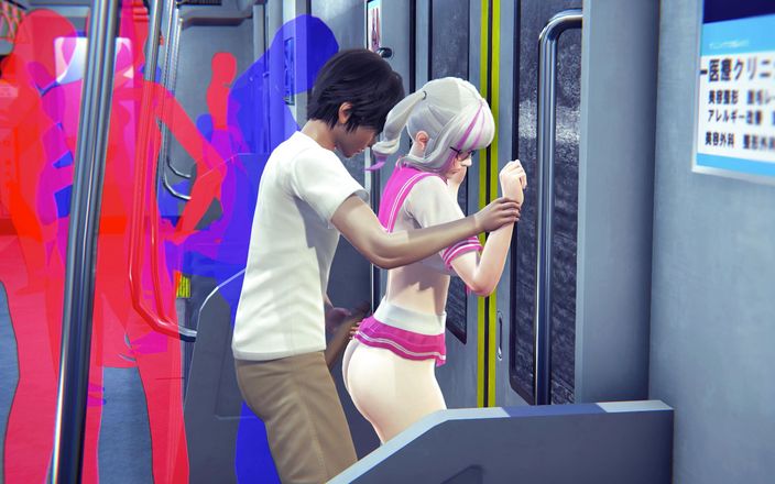 Waifu club 3D: Studente in haar kont geneukt in de metroauto