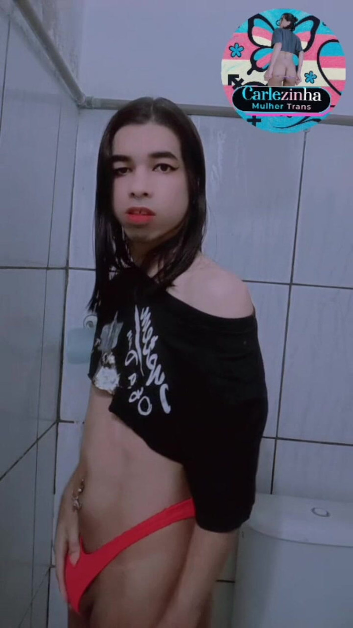 Srta. Carla: Carlezinha - Beautiful Slut in Panties Tucked in Delicate Soft Cock...