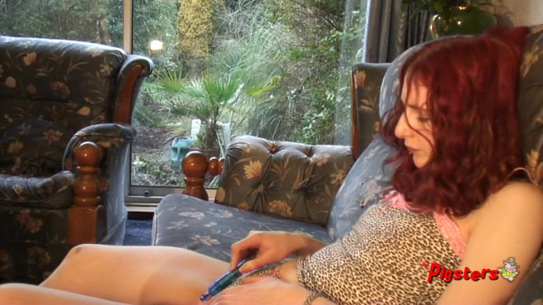Pigsters: Beautiful redhead Monica Haze toying her pussy