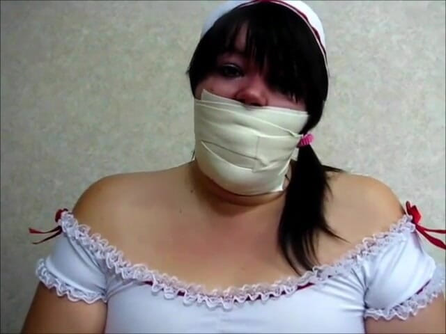Selfgags classic: Nurse Layla's microfoam self gagging!