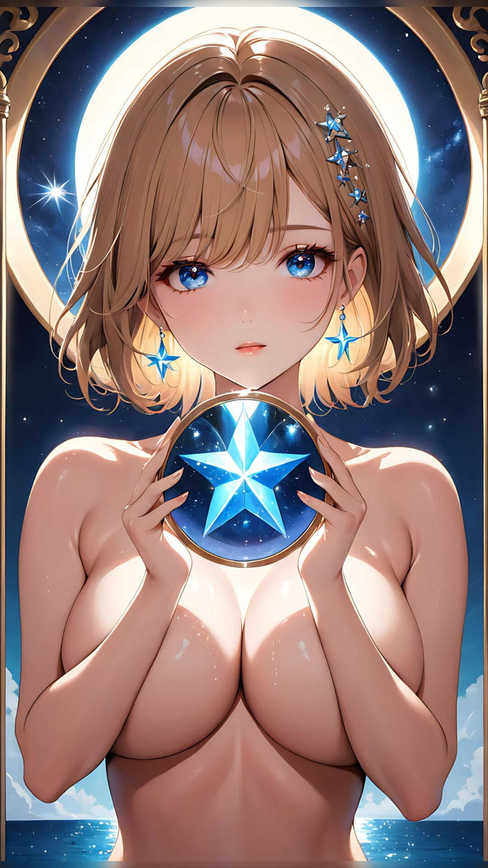 LustRender: 星明かりの反射 - 魔法の鏡を持つアイ少女