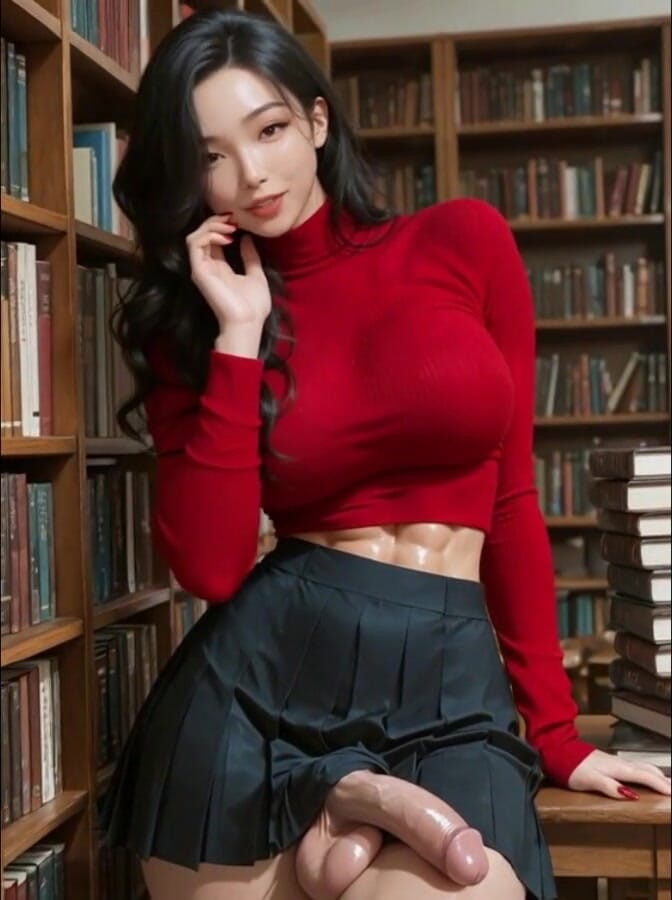 Michele Henri: Futanari in Library