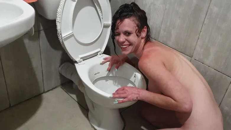 petite-mia: Human Toilet Slut Pisses on Her Own Face While Head...