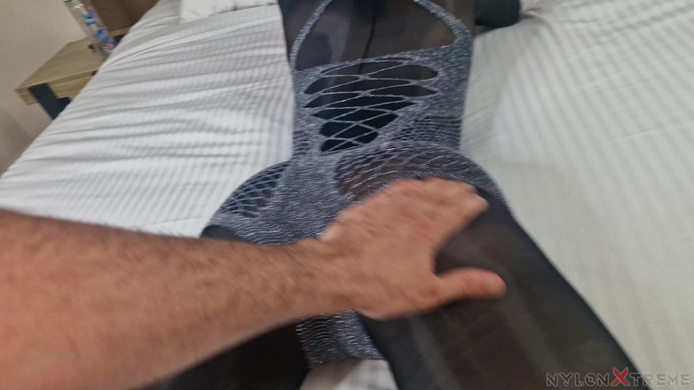 Nylon Xtreme: POV Elena Clark Masturbation Nylon Grey and Black
