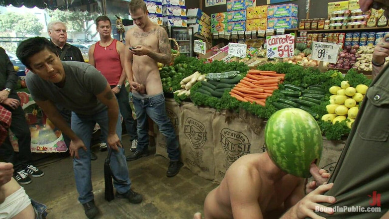 Bound in public: Studly Shoplifter Gets an Eggplant up His Ass and a...