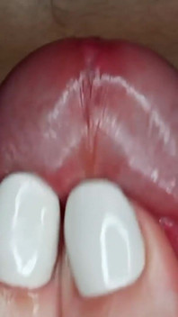 She Caresses His Frenulum and He Quickly Cums