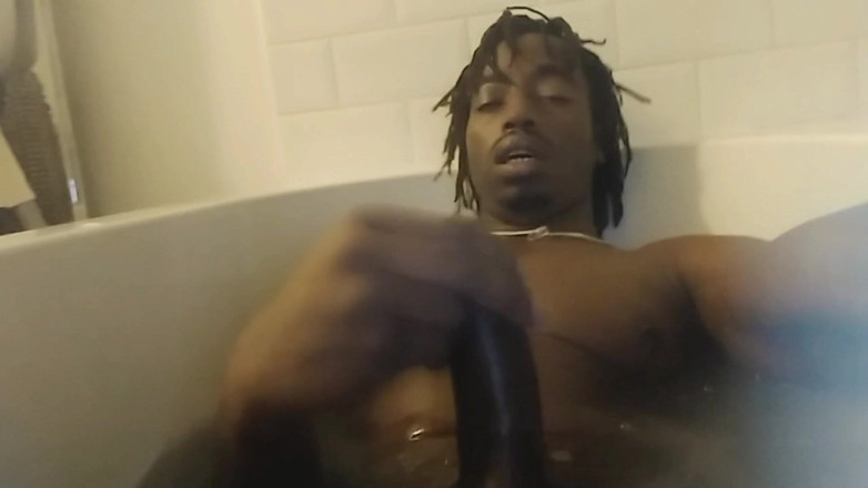 Big Black Cocks Cumming: Nata4sex laying in the bath stroking my dick