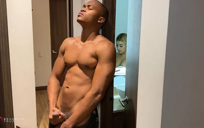 BrandonCruz82: Roommate BBC Spies on Busty Petite Girl While She Showers -...