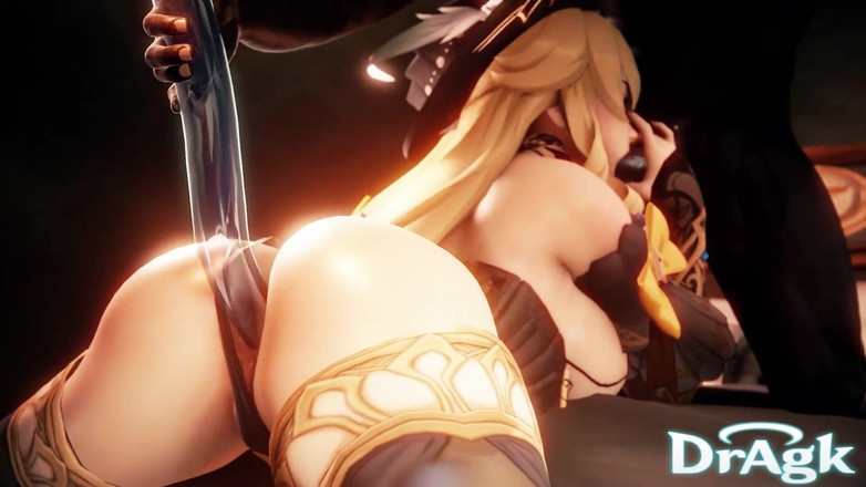 DrAgk: Navia zuigt voorzichtig een grote Hilichurl lul terwijl ze haar...