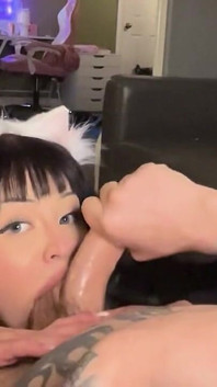 Cute Girl with Cat Ears Sucks a Big Cock