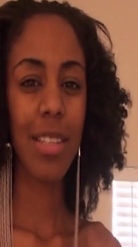 Curly Ebony Amateur Worships Cock Until Covered