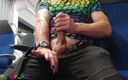 Funny boy Ger: Quick jerking and cumshot in a driving train on the...