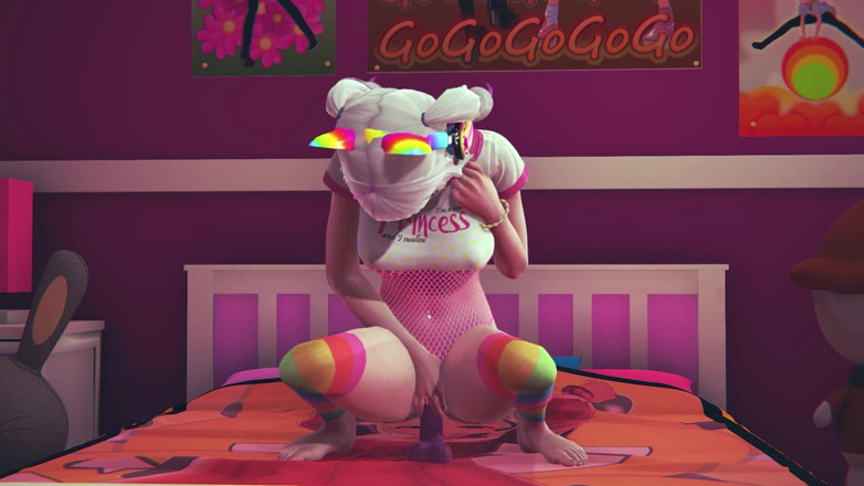 Waifu club 3D: Gamer girl riding dildo after watching hentai