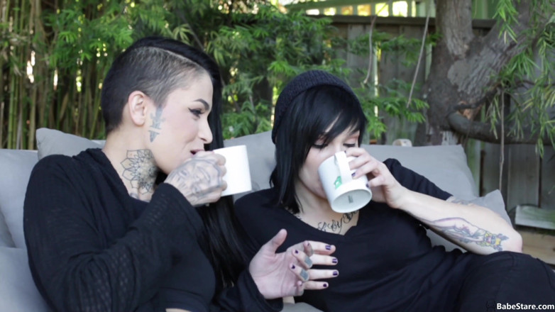 Lesbian Babe Stare: Hot tattooed lesbians eat each other's asses and pussies