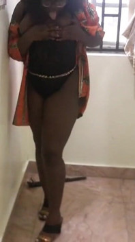 Thick Ebony African Pretty Slut Striptease in African Dress Before the Main Event