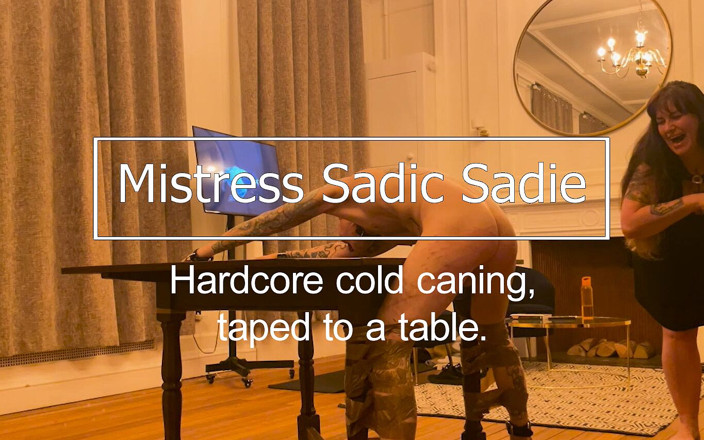 Sadic Sadie: Cold Caning and Some Cute CBT Tied to a Table