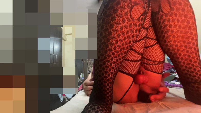 Samboiling: Enjoying in Home Alone Wearing Stepsister Skirt and Stockings