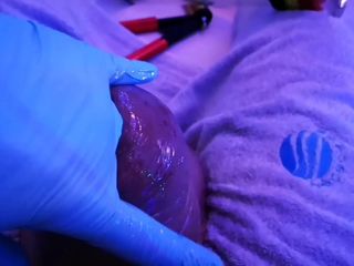 Monster meat studio: fingering the silicone cock with oil
