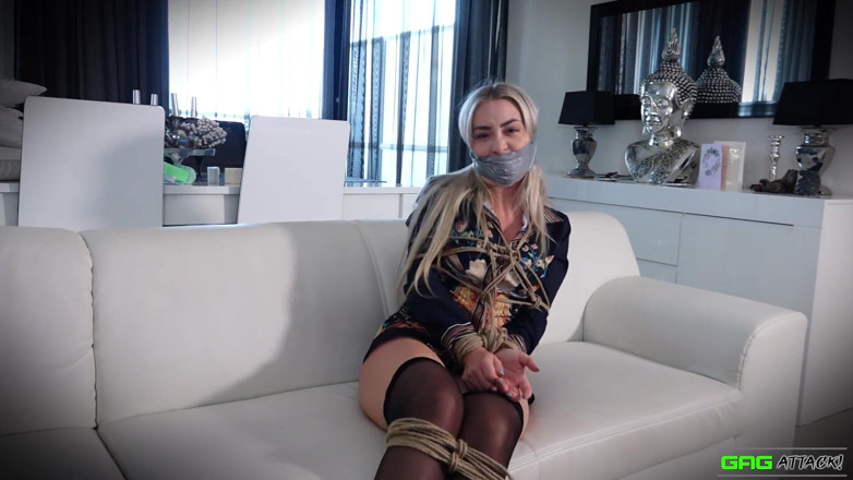 Gag Attack: Aubrey - heavily tied and multiple gags