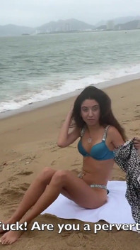 Babe Can I Cum on Your Tits? - Cock Flashing on the Beach