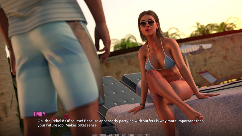 3D Cartoon Porn: Dominos Beach 14, Riley regarde John baiser Zoe toute la nuit
