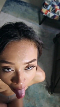 Little Asian Jade Gets a Mouth Full of Cum