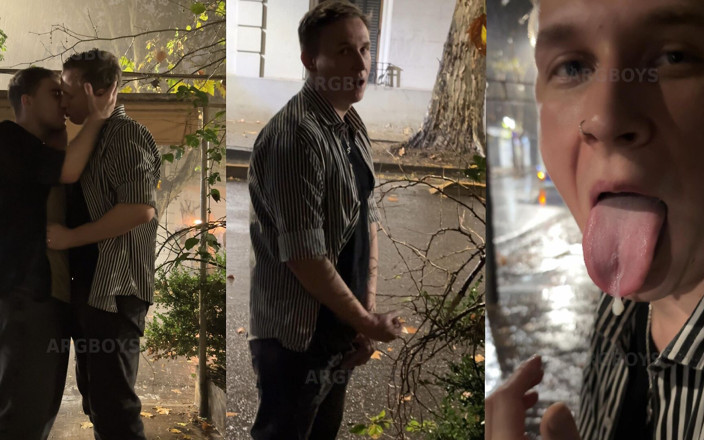 Arg Boys: Risky Extreme Couple Jerk off Outdoor Under the Rain (very Romantic)