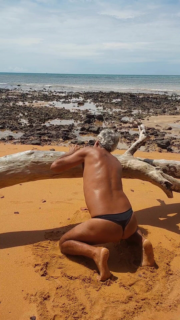 Ladysilvas: Ladysilva Femboy on the Beach Showing off Her Panty Ass