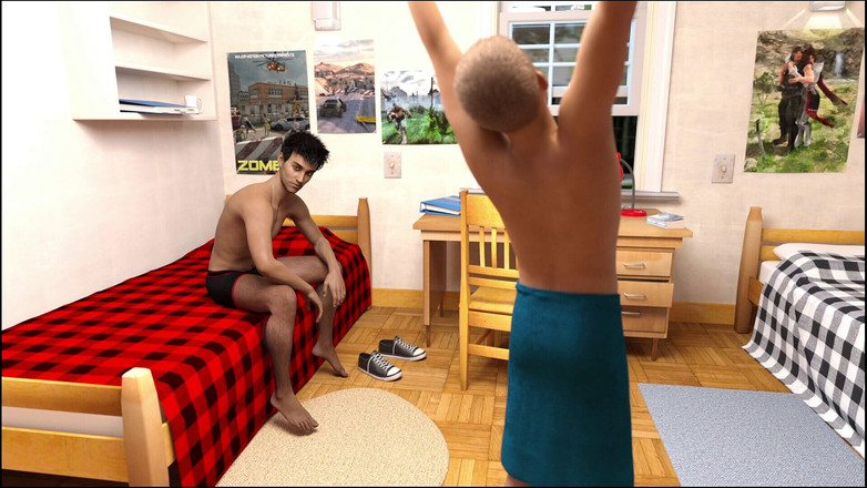 Femboy Asura: 대학 호스텔 방에 TV 설치