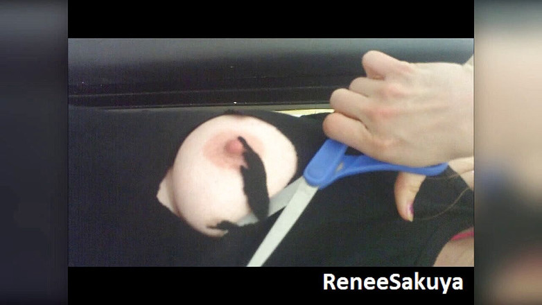 Renee Sakuya: Melukis buah dada upclose dengan cat