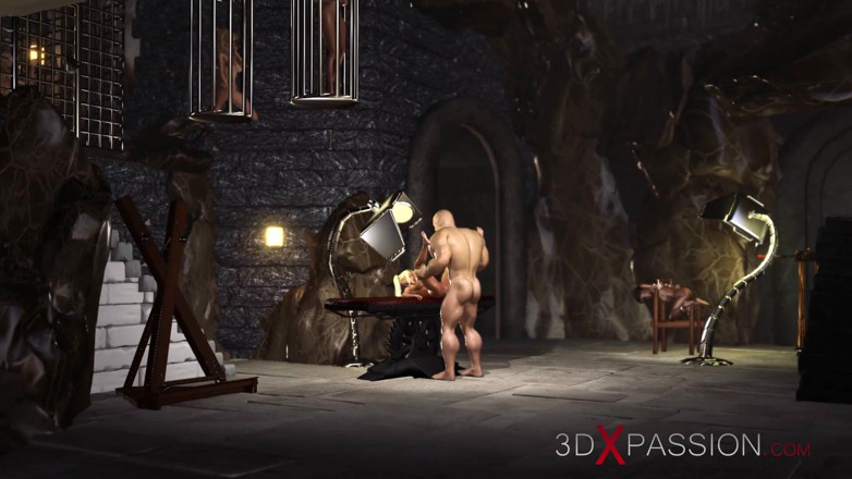 3dxpassion: Hard fuck in the dungeon! Big hercules plays with a...