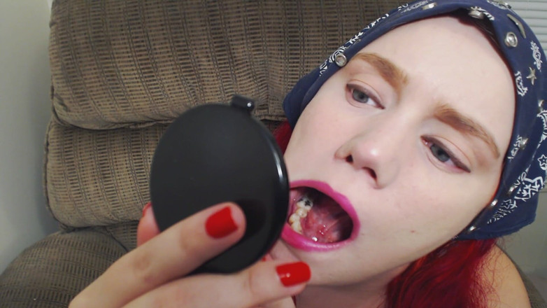 Scarlet Vixen: Tongue Mouth Teeth Fetish with Mirror