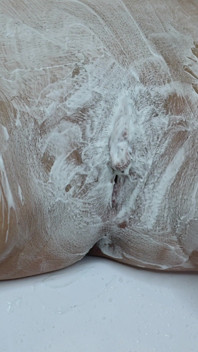 Shaving a Hairy Pussy with a Trimmer and a Razor with Shaving Foam! Close-up!