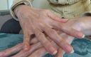 Lady Victoria Valente: Creaming hands. Close-ups. Natural fingernails in classic length