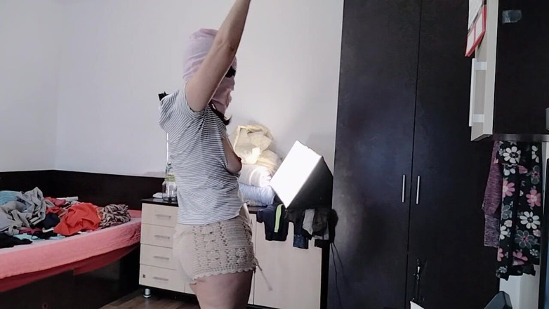 Mirsur: Sexy Latina Tries on and Cuts Clothes. Sexy Latina with...
