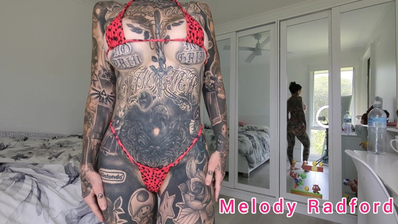 Melody Radford: Red and Black Micro Bikini Try on Haul with Big...