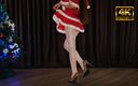 Shiny teens: 819 Shiny White Pantyhose and Christmas Dress
