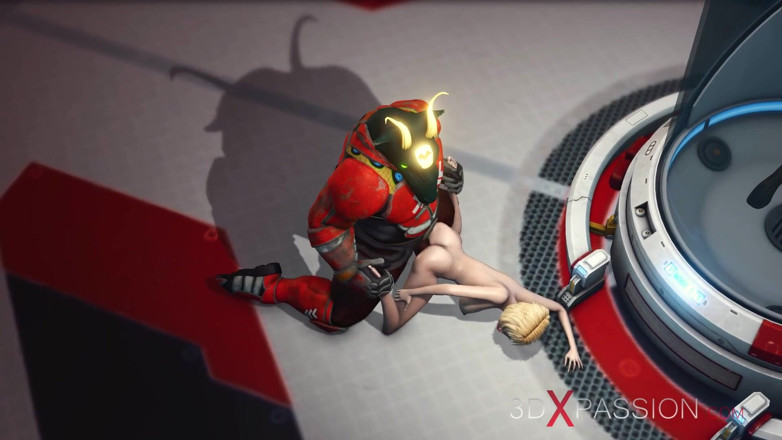 3dxpassion: Alien monster fucks hard a young blonde in the sci-fi...