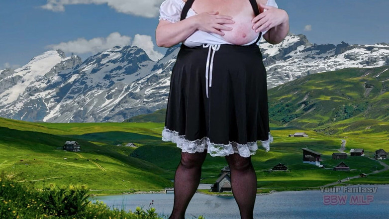BBW_Wife: Frau Velká prsa v Alpách pro Oktoberfest - zralá bbw oslava...