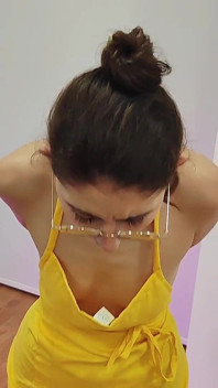Stunning Brunette Sexy Apron Fetish Ballgagged Tape Bondage