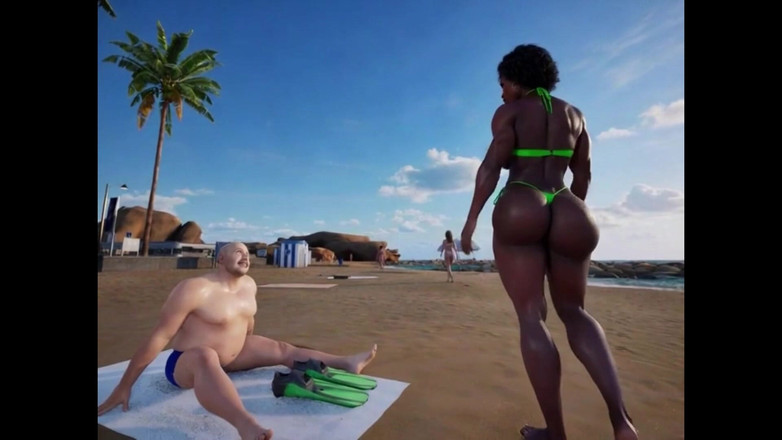 Denis animation: Куліта бразильська дівчина з сідницями та великими грудьми